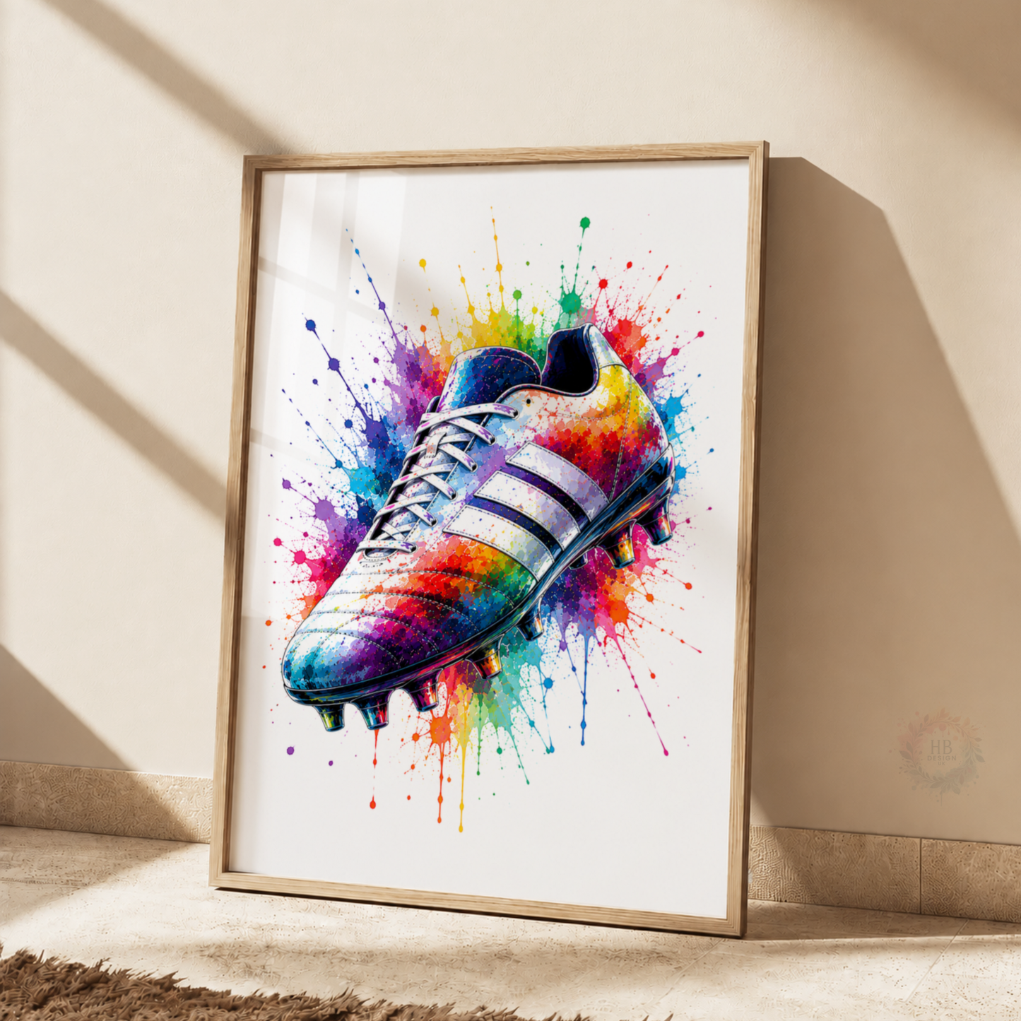 Personalised Rugby Wall Art Print Set – Colourful Custom Name & Number