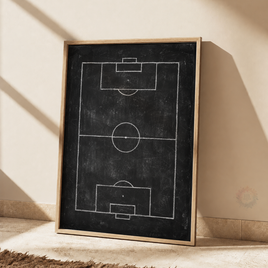 Football Pitch Chalkboard Print – Soccer Field Wall Art for Boys Room