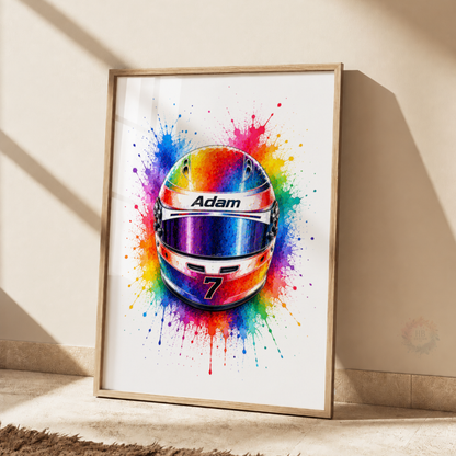 Personalised F1 Racing Wall Art Print Set – Custom Name & Number