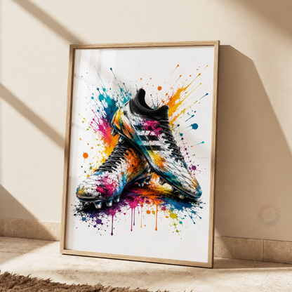 Personalised Football Player Wall Art Set – Colourful Football Bedroom Prints