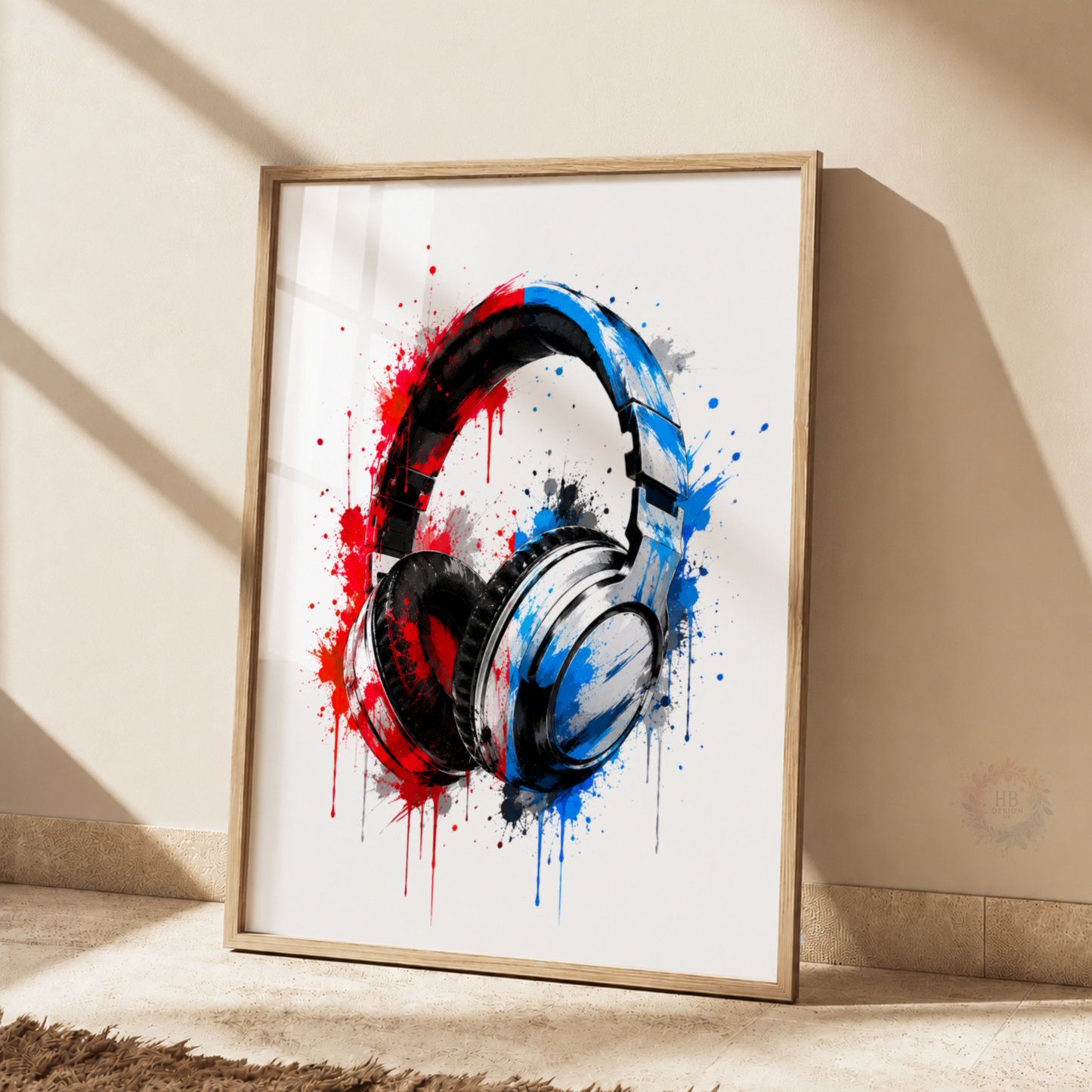 Personalised Red & Blue Gamer Wall Art Set – Gaming Controller & Headphones Prints