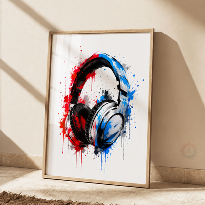 Personalised Red & Blue Gamer Wall Art Set – Gaming Controller & Headphones Prints