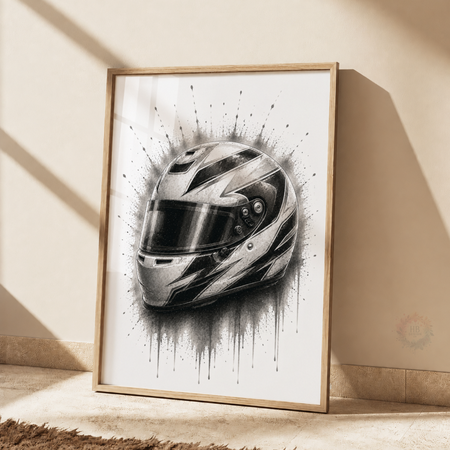 Personalised F1 Racing Wall Art Print Set – Black & White Custom Name & Number