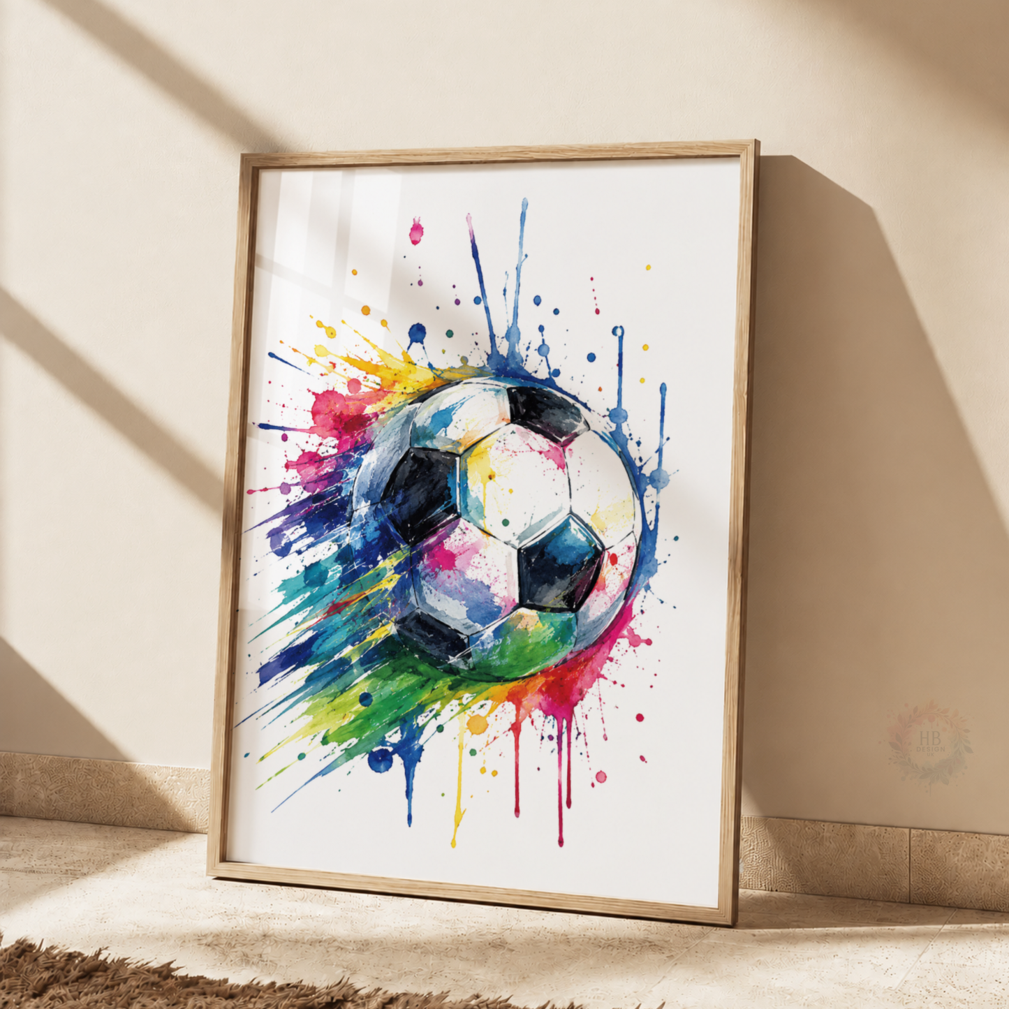Personalised Colourful Goalkeeper Football Wall Art Set – Name & Number Prints