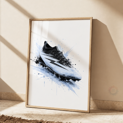 Personalised Blue Football Wall Art Set – Football Boot, Shirt & Ball Prints