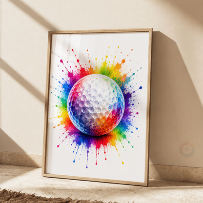 Personalised Golf Wall Art Print Set – Custom Name & Number