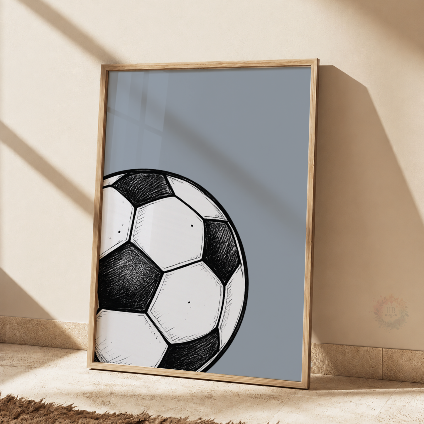 Football Wall Art Set – Soccer Ball, Tactics & Goal Prints for Boys Bedroom