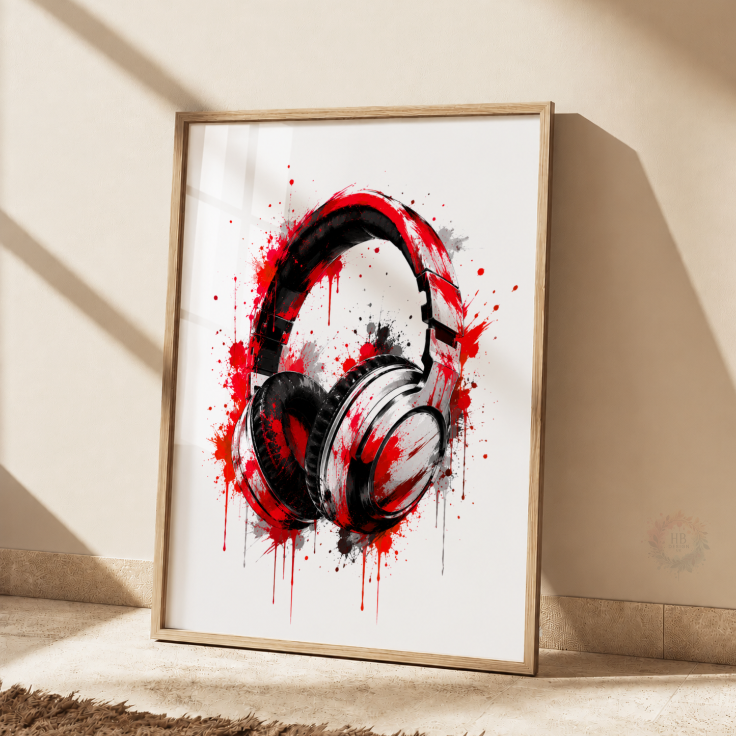 Personalised Red & Black Gamer Wall Art Set – Controller, Gamer & Headphones Prints
