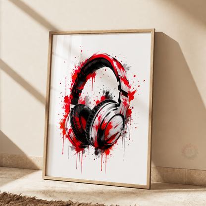 Personalised Red & Black Gamer Wall Art Set – Controller, Gamer & Headphones Prints