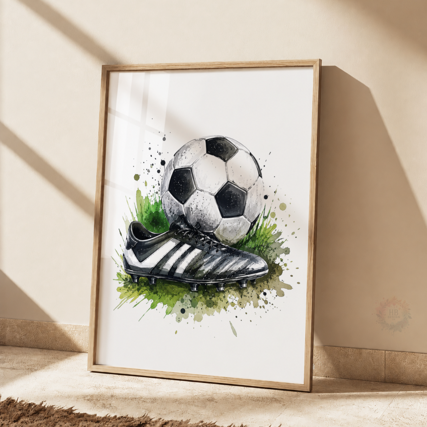 Personalised Football Wall Art Set – Football Player, Boots & Ball Prints