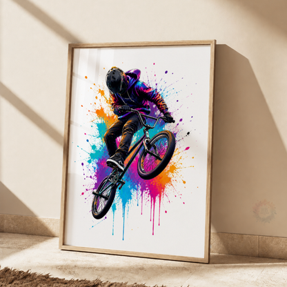 Colourful BMX Bike Wall Art Prints – Set of 3 Graffiti Style Freestyle Cycling Prints