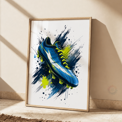 Personalised Blue Football Wall Art Set – Name & Number Football Prints