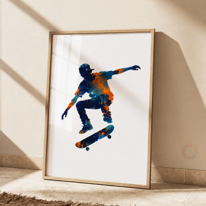 Skateboard Wall Art Prints – Set of 3 Colourful Skateboarding Prints for Boys’ Bedroom