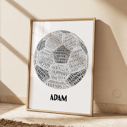 Personalised Football Word Art Print – Custom Name Soccer Wall Art for Boys Bedroom