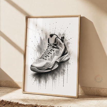 Personalised Basketball Wall Art Print Set – Black & White Custom Name & Number