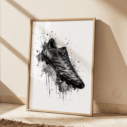 Personalised Black & White Football Wall Art Set – Name & Number Prints
