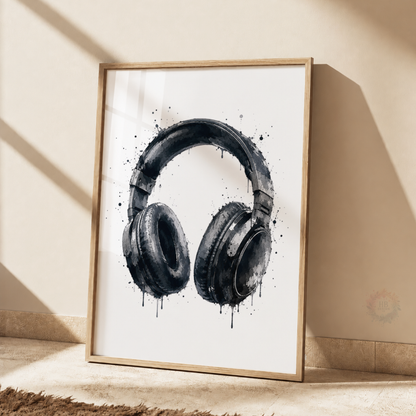Personalised Monochrome Gamer Wall Art Set – Controller, Gamer & Headphones Prints