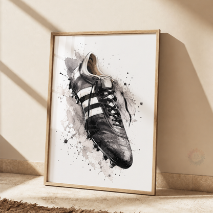 Personalised Black & White Football Wall Art Set – Name & Number Football Prints