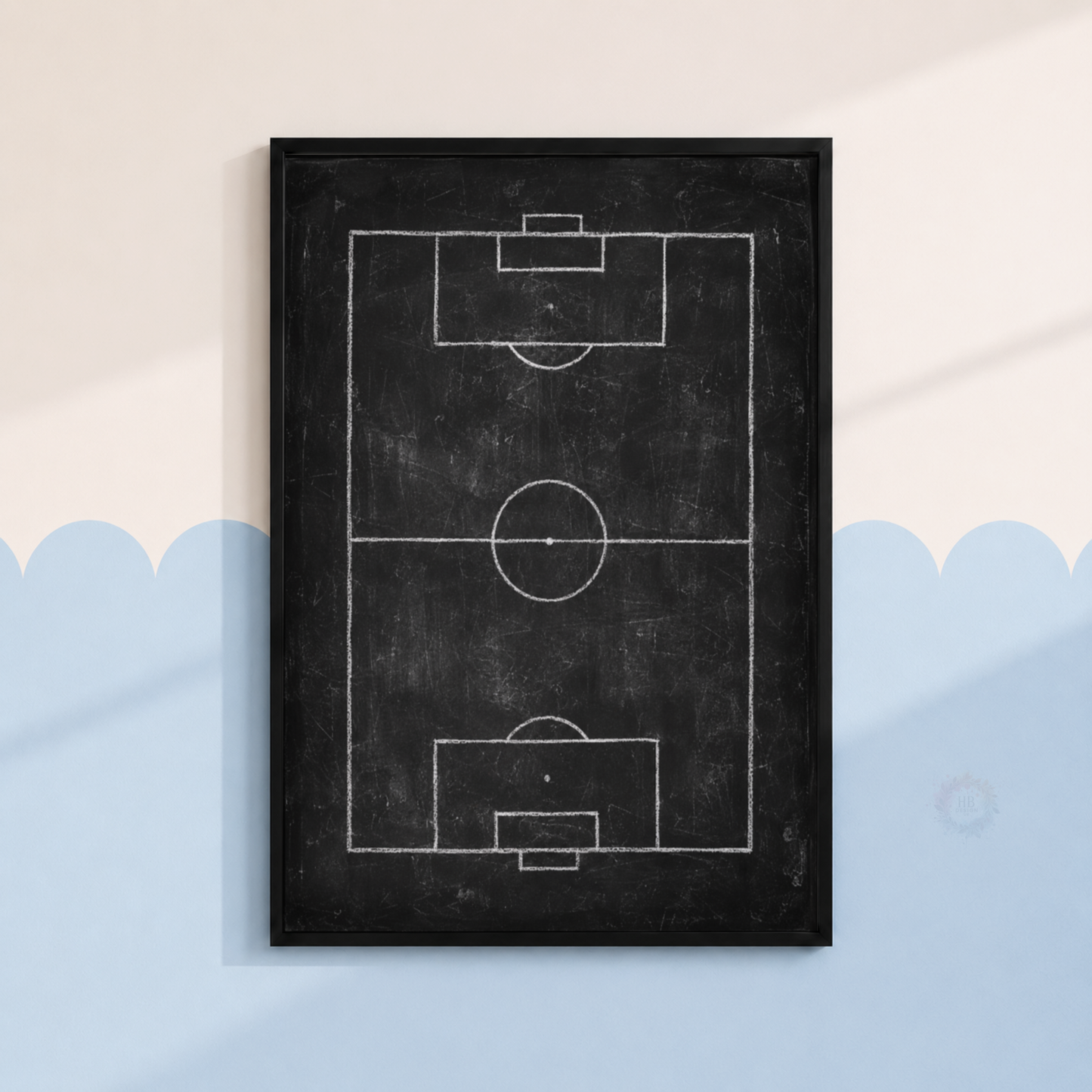 Football Pitch Chalkboard Print – Soccer Field Wall Art for Boys Room