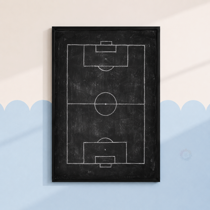 Football Pitch Chalkboard Print – Soccer Field Wall Art for Boys Room