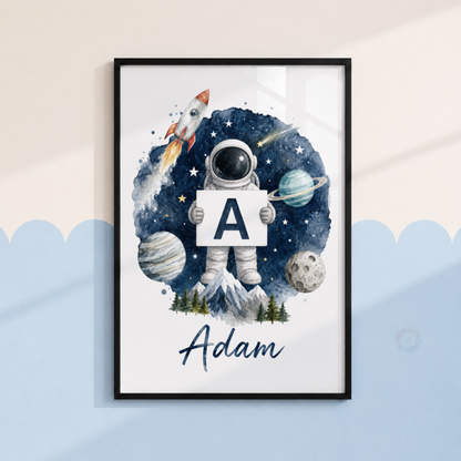 Personalised Astronaut Name Print – Space Nursery Wall Art