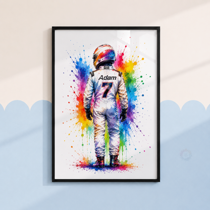 Personalised F1 Racing Wall Art Print Set – Custom Name & Number