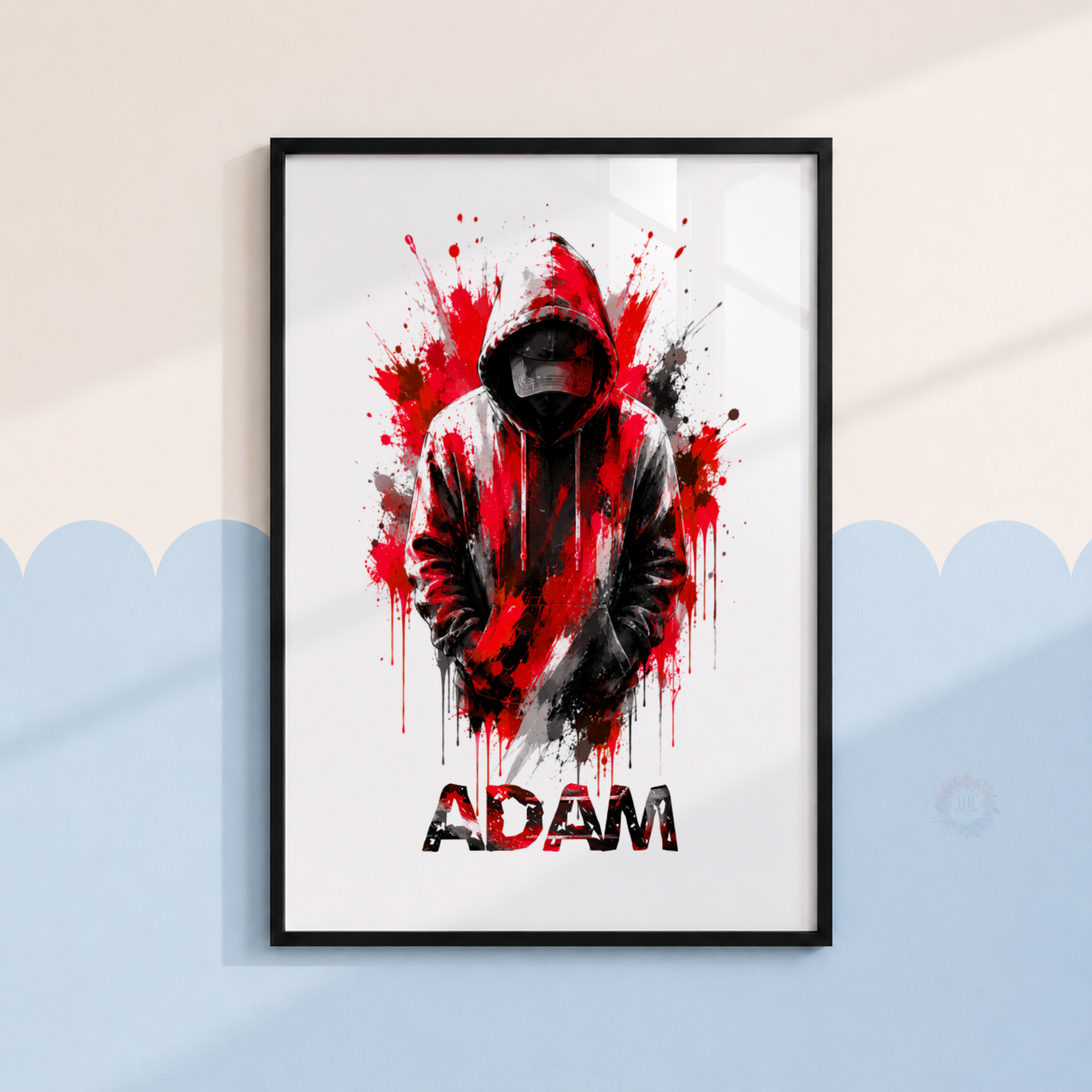 Personalised Red & Black Gamer Wall Art Set – Controller, Gamer & Headphones Prints