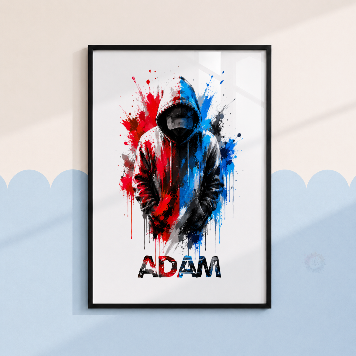 Personalised Red & Blue Gamer Wall Art Set – Gaming Controller & Headphones Prints