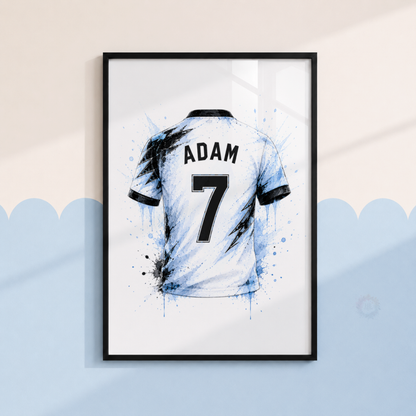 Personalised Blue Football Wall Art Set – Football Boot, Shirt & Ball Prints