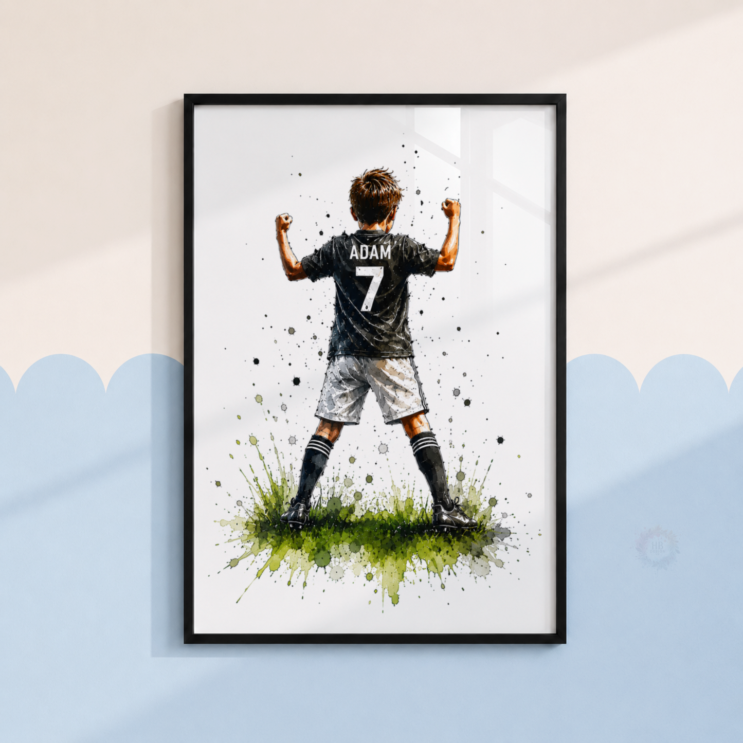 Personalised Football Wall Art Set – Football Player, Ball & Boot Prints