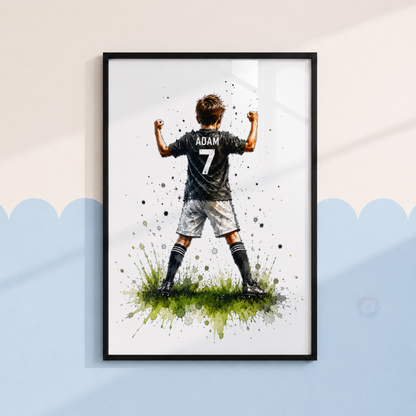 Personalised Football Wall Art Set – Football Player, Ball & Boot Prints