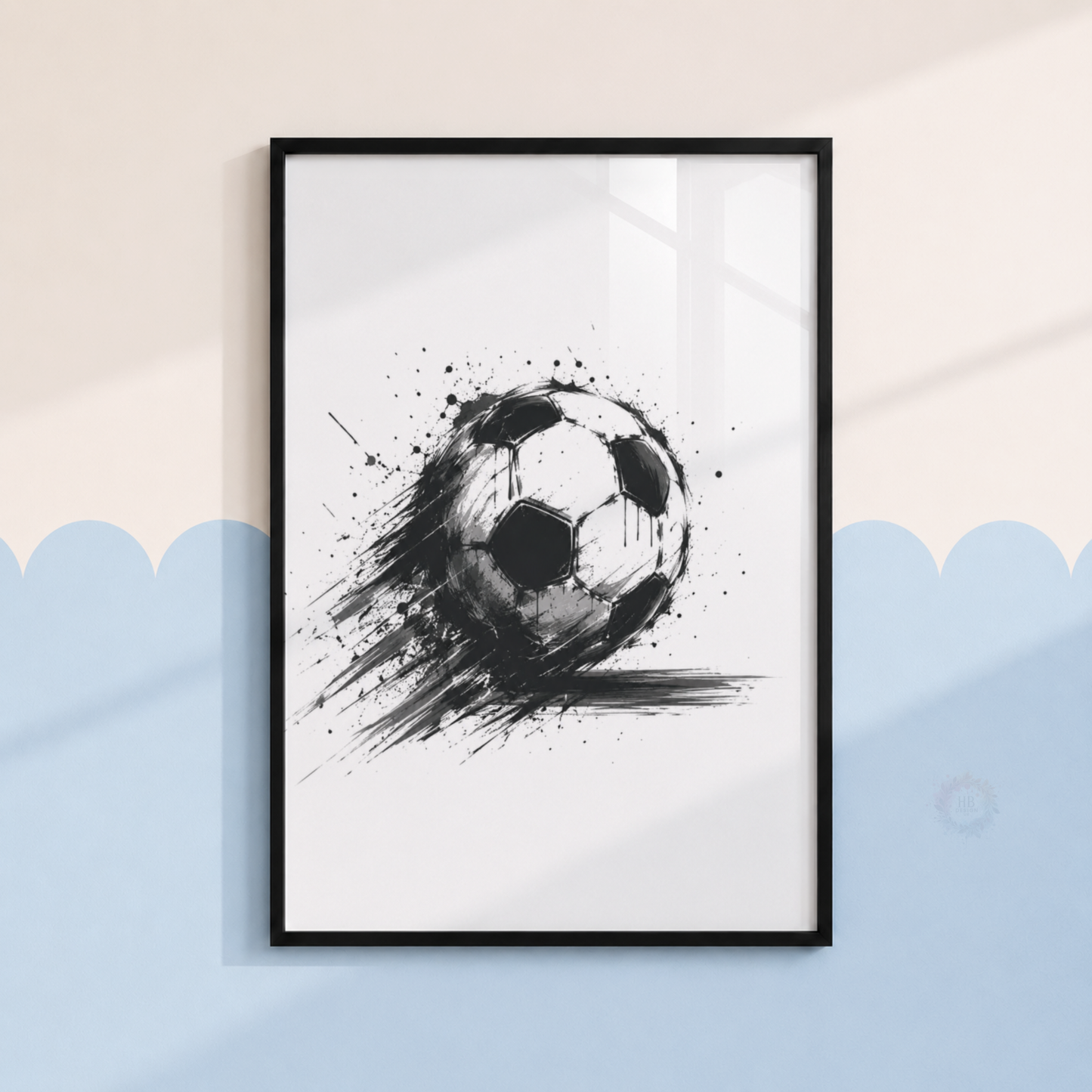 Eat Sleep Football Repeat Wall Art Set – Black & White Football Prints