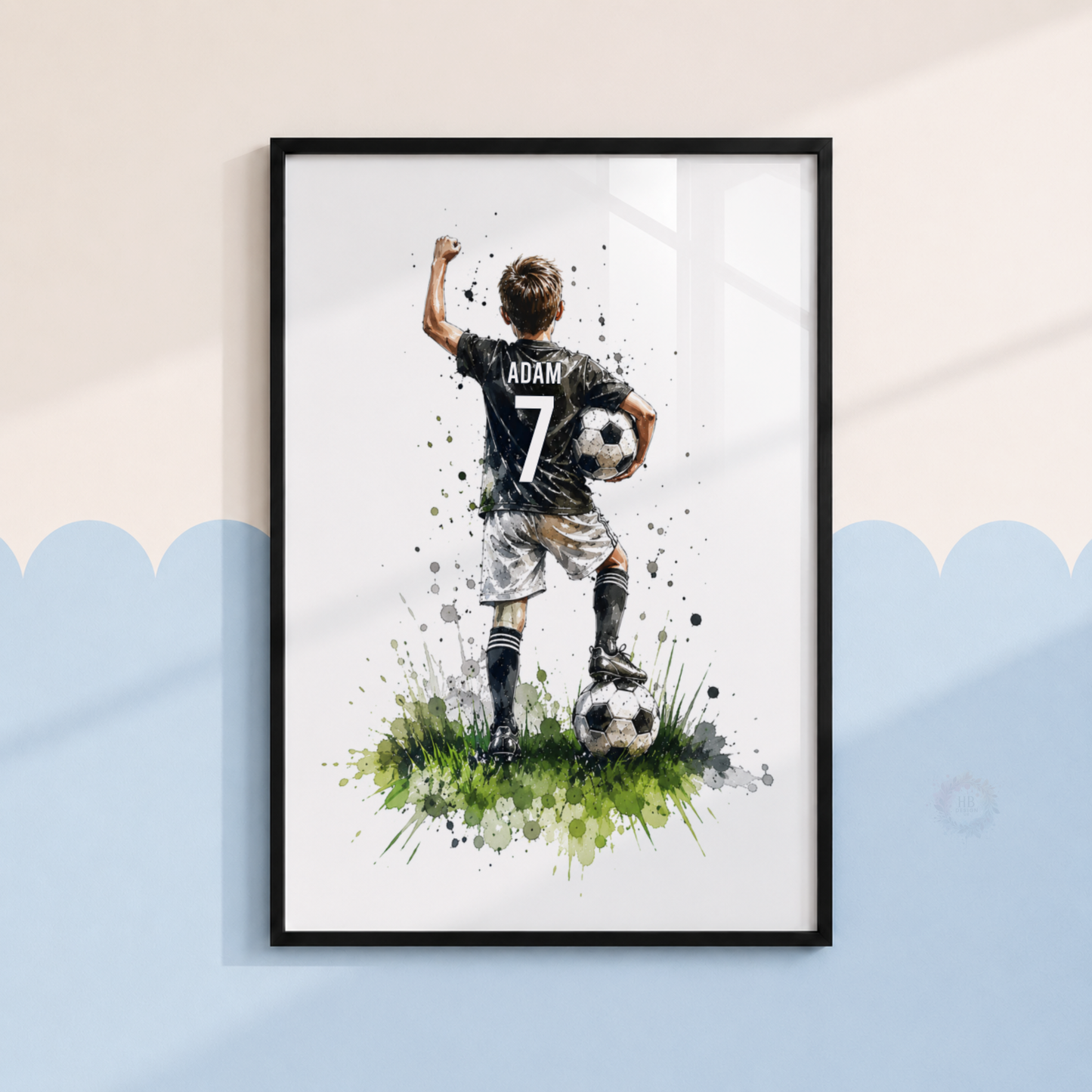 Personalised Football Wall Art Set – Football Player, Boots & Ball Prints