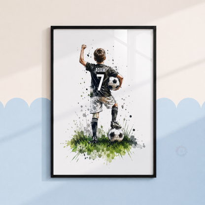 Personalised Football Wall Art Set – Football Player, Boots & Ball Prints