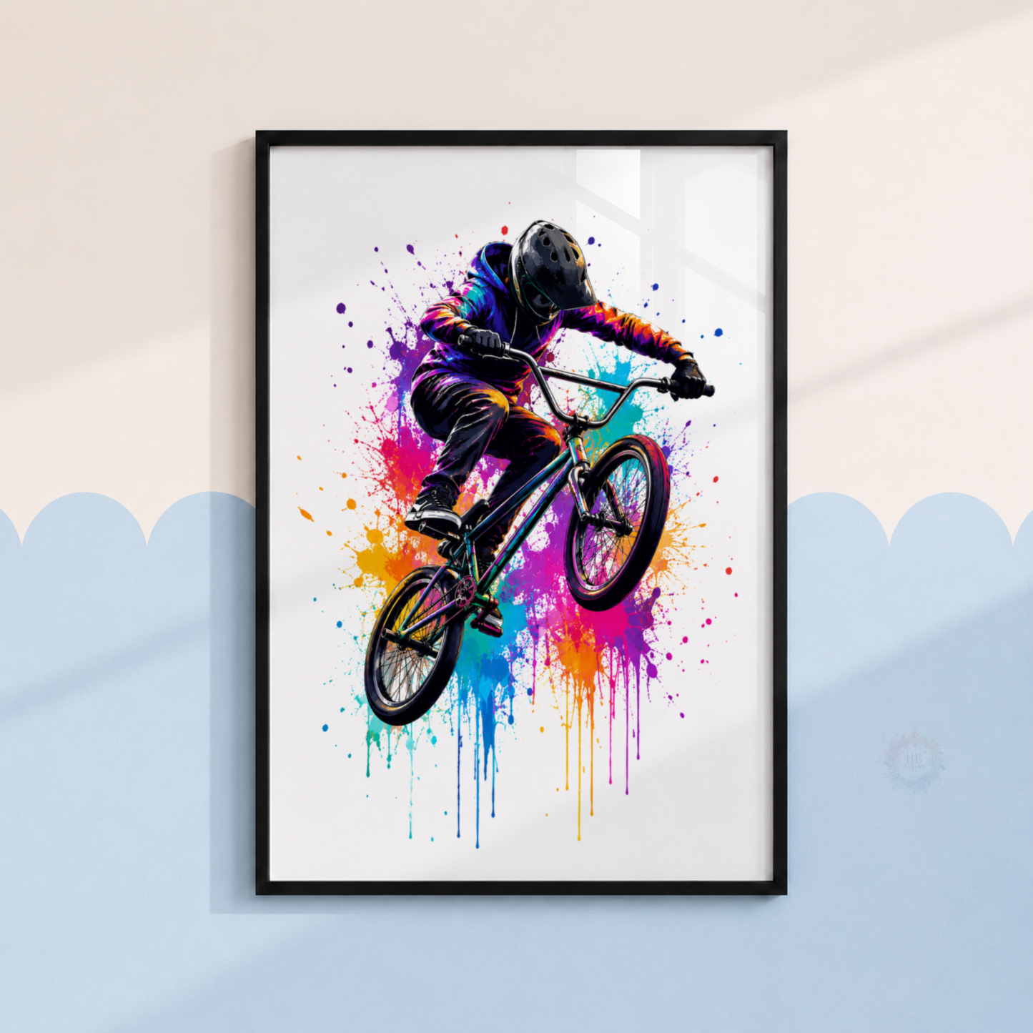 Colourful BMX Bike Wall Art Prints – Set of 3 Graffiti Style Freestyle Cycling Prints
