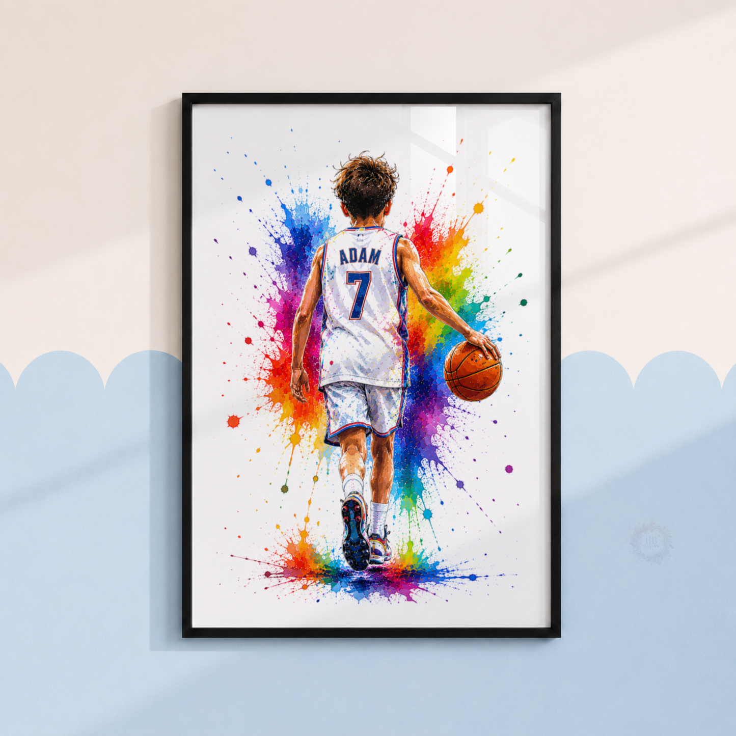 Personalised Basketball Wall Art Print Set – Custom Name & Number