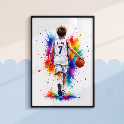 Personalised Basketball Wall Art Print Set – Custom Name & Number