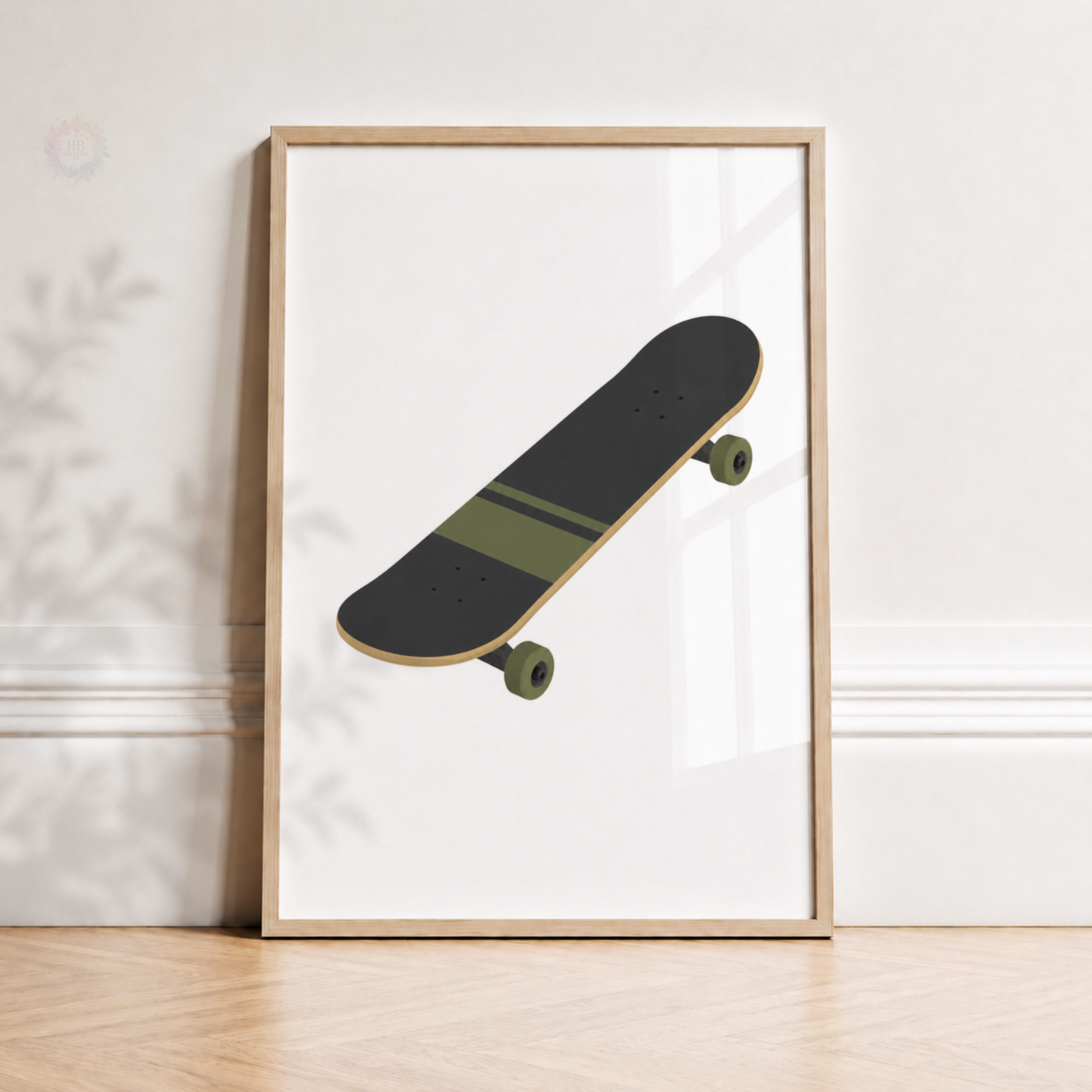 Personalised Skateboard Bedroom Prints – Set of 3 Helmet, Skateboard & Name Wall Art
