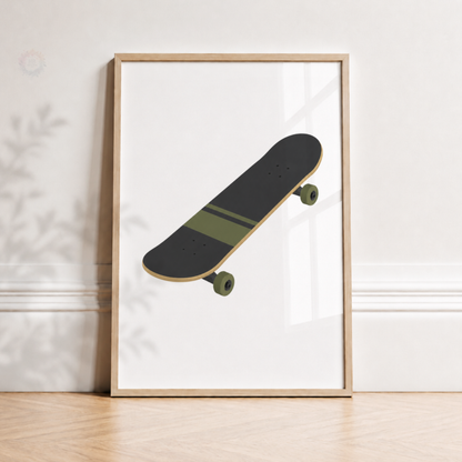 Personalised Skateboard Bedroom Prints – Set of 3 Helmet, Skateboard & Name Wall Art