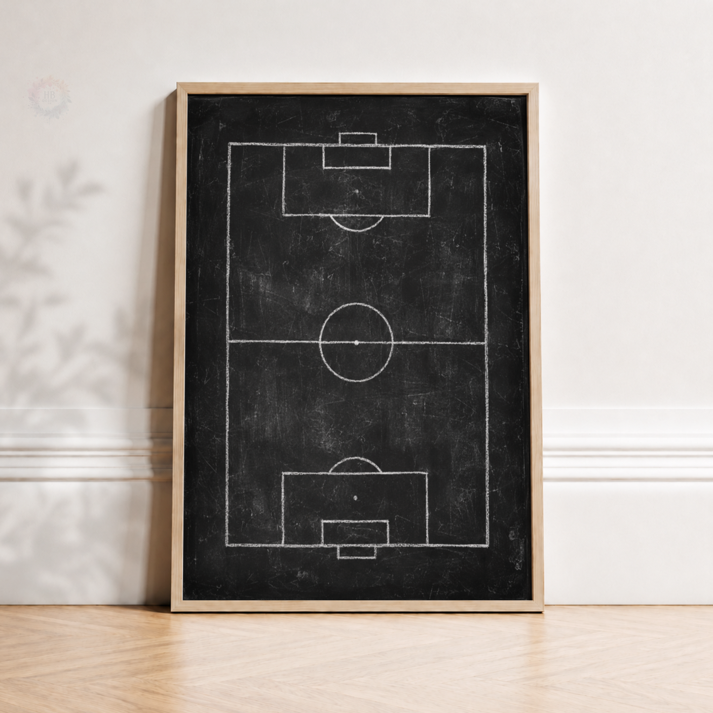 Football Pitch Chalkboard Print – Soccer Field Wall Art for Boys Room
