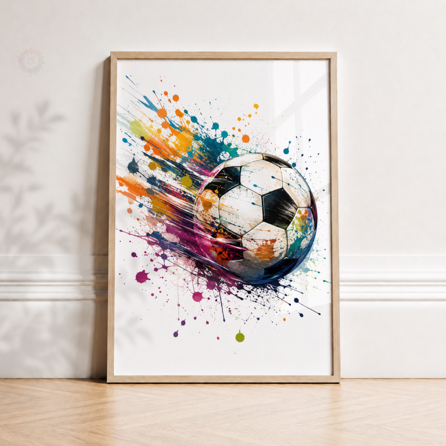 Personalised Football Player Wall Art Set – Colourful Football Bedroom Prints