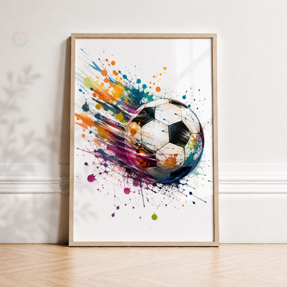 Personalised Football Player Wall Art Set – Colourful Football Bedroom Prints
