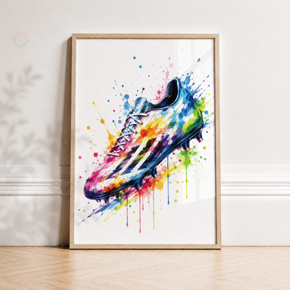 Personalised Colourful Football Wall Art Set – Name & Number Player Prints