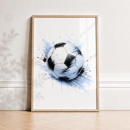 Personalised Blue Football Wall Art Set – Football Boot, Shirt & Ball Prints
