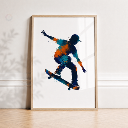 Skateboard Wall Art Prints – Set of 3 Colourful Skateboarding Prints for Boys’ Bedroom