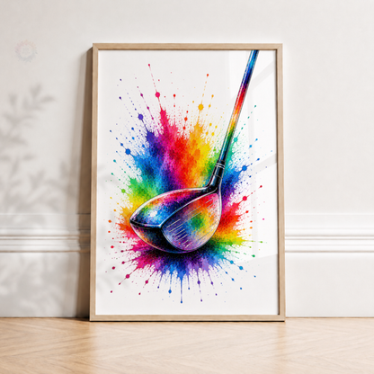 Personalised Golf Wall Art Print Set – Custom Name & Number