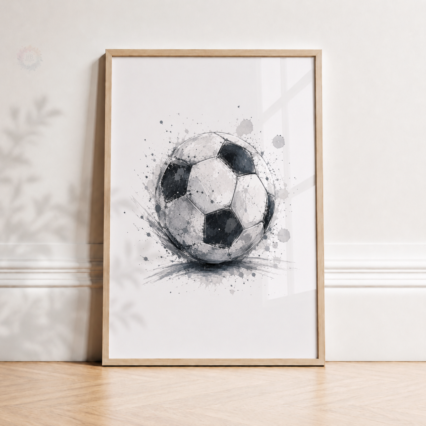 Personalised Monochrome Football Wall Art Set – Name & Number Prints