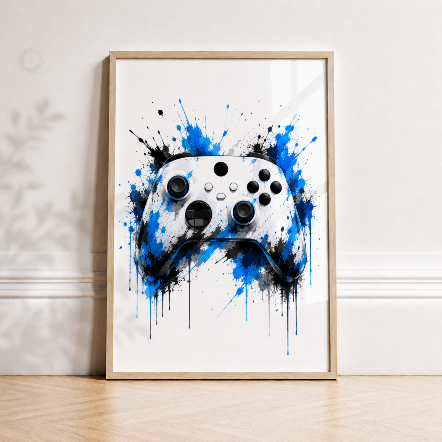 Personalised Blue Gamer Wall Art Set – Gaming Controller, Gamer & Headphones Prints