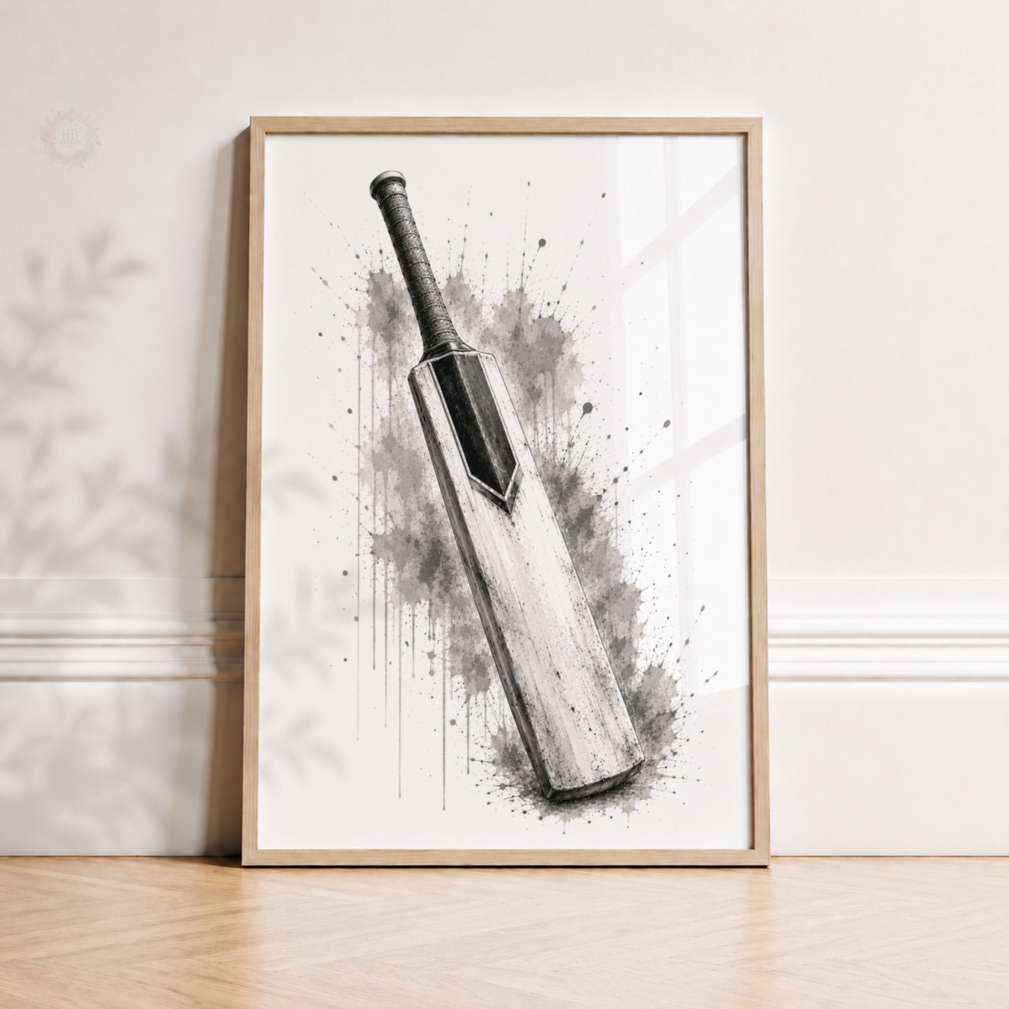 Personalised Cricket Wall Art Print Set – Black & White Custom Name & Number