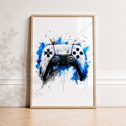 Personalised Blue Gaming Wall Art Set – Gamer, Controller & Headphones Prints